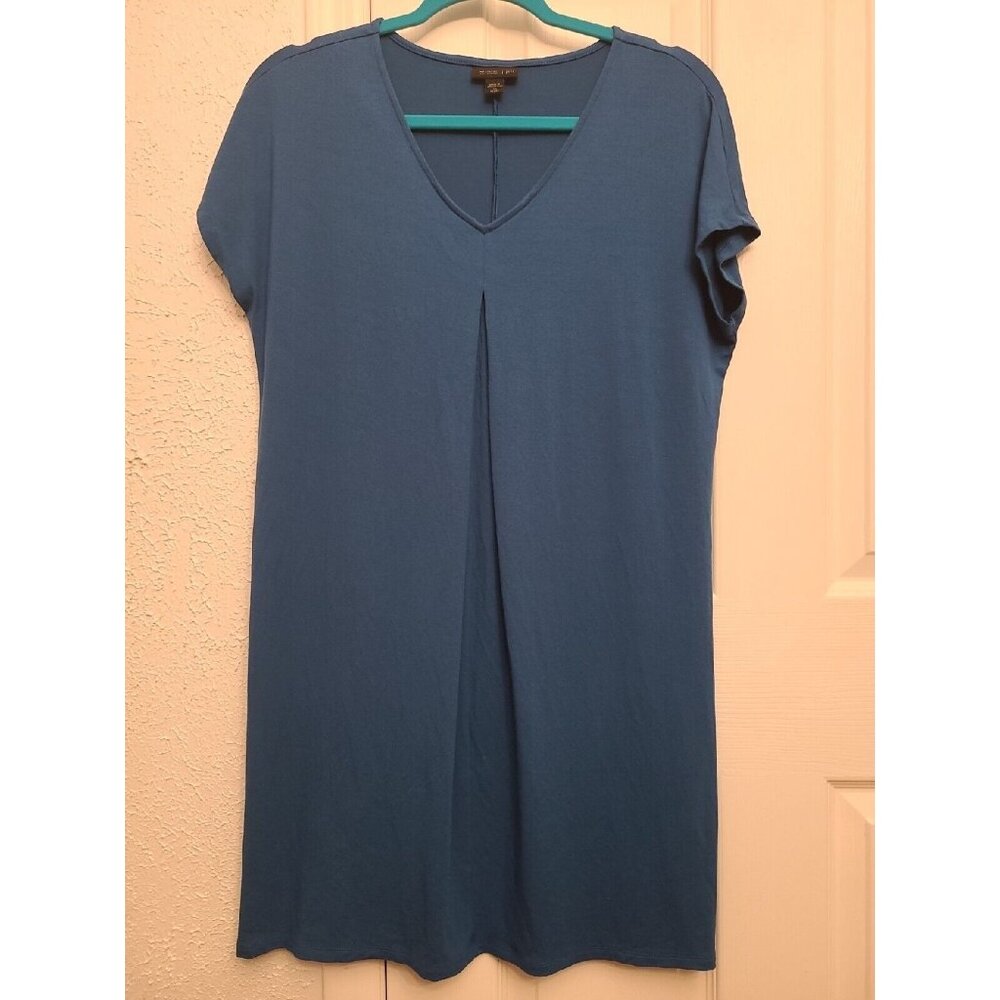 J. Jill Dress Women XSmall XSP Blue Solid Short Sleeve Pullover V-Neck Wearever